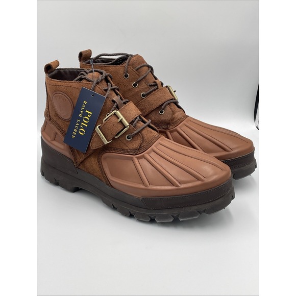 Polo Ralph Lauren Oslo Low buckle waterproof leather boots brown Men's size 12 - Picture 1 of 6